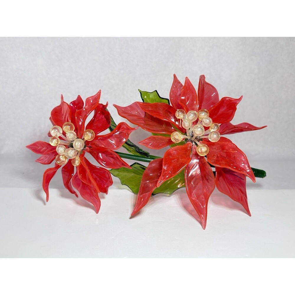 Acrylic Lucite Poinsettia Flower Decor 1962 C K Ind Co Ltd Christmas Vintage